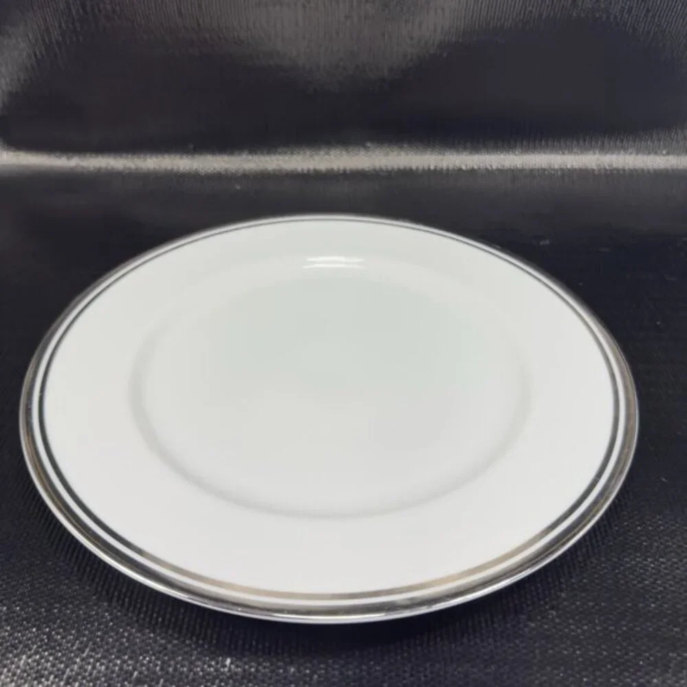 2005‎ Royal Doulton Pure Platinum Double Silver Band Plate Dish 10.5inch Set 3